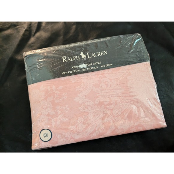 Ralph Lauren Other - Ralph Lauren Full Flat Sheet Pink Damask Floral 100% Cotton 200TC Vintage NEW